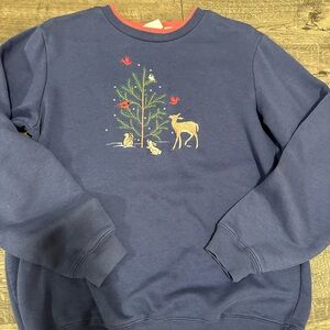 Blair Navy Crewneck Sweatshirt with Woodland Embroidery